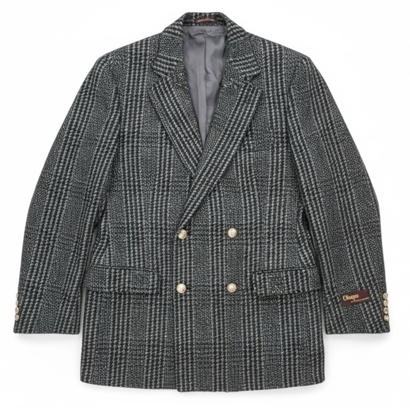 2/$35 Chaps by Ralph Laurel Black and White Plaid Double-Breasted Blazer - Picture 1 of 3